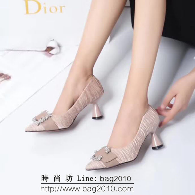 DIOR迪奧 2018秋款 棉麻面料 尖頭高跟鞋 QZS2018